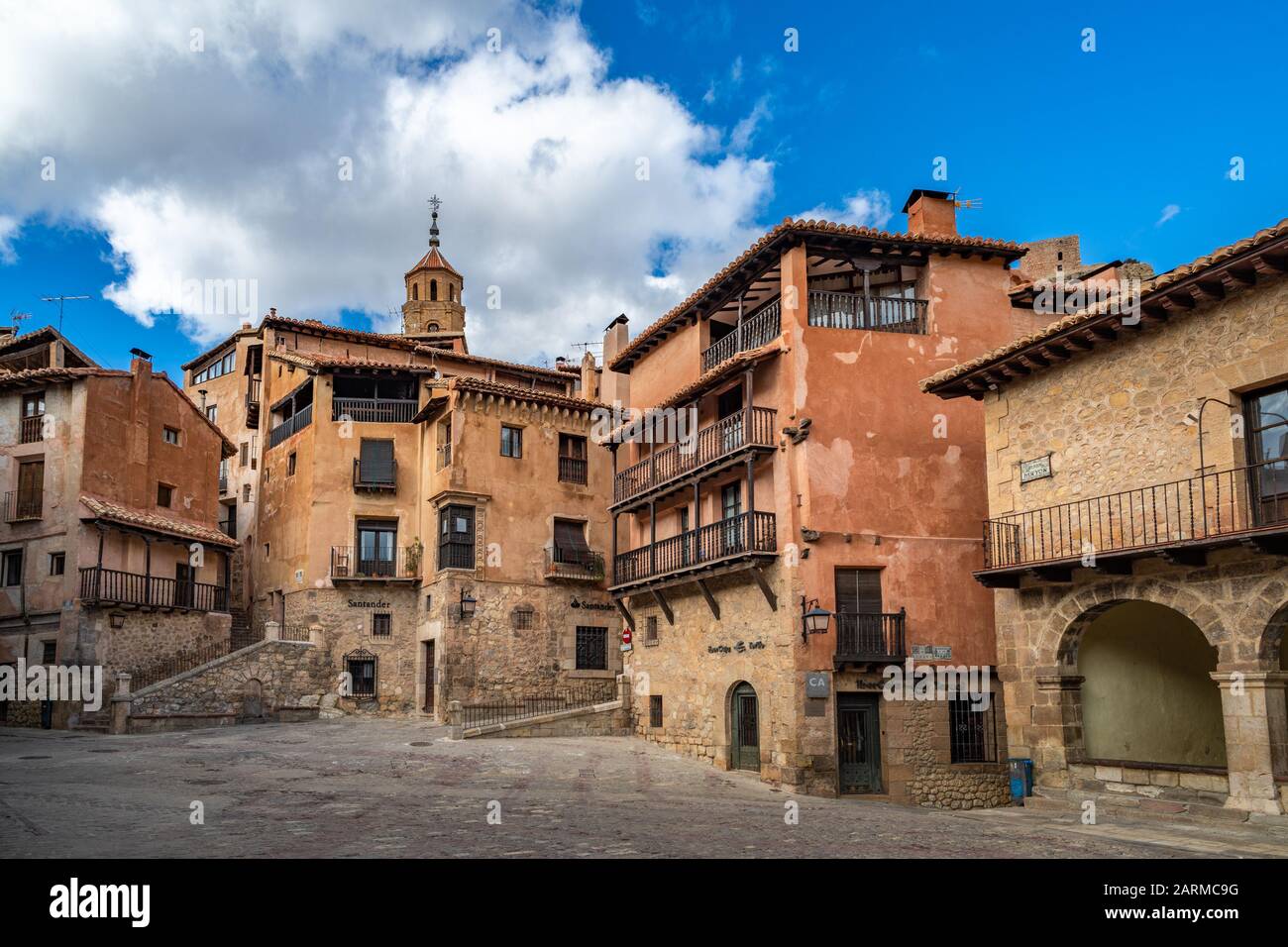 Albarracin, Spain - October 21, 2019: Streets of Albarracin, a picturesque medieval village in Aragon, Spain Stock Photo