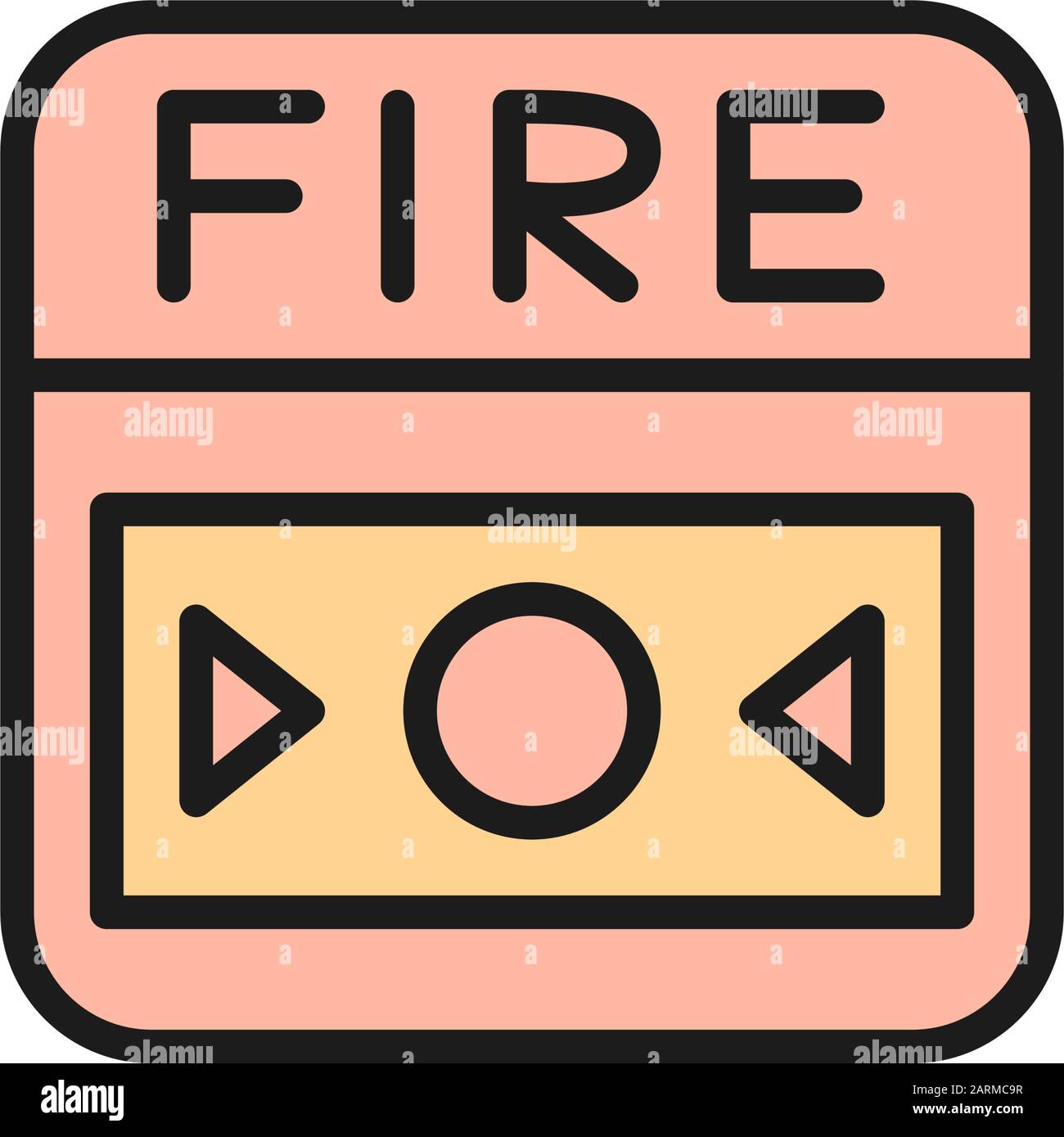 Fire alarm system, button flat color line icon. Stock Vector
