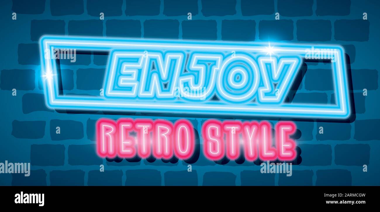 label enjoy nineties sign retro style neon light Stock Vector Image ...