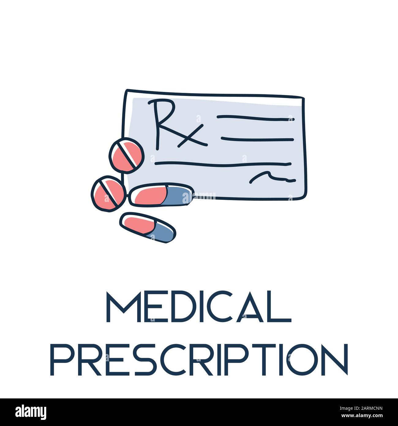 medical prescription minimalist hand drawn medic flat icon illustrartion Stock Vector