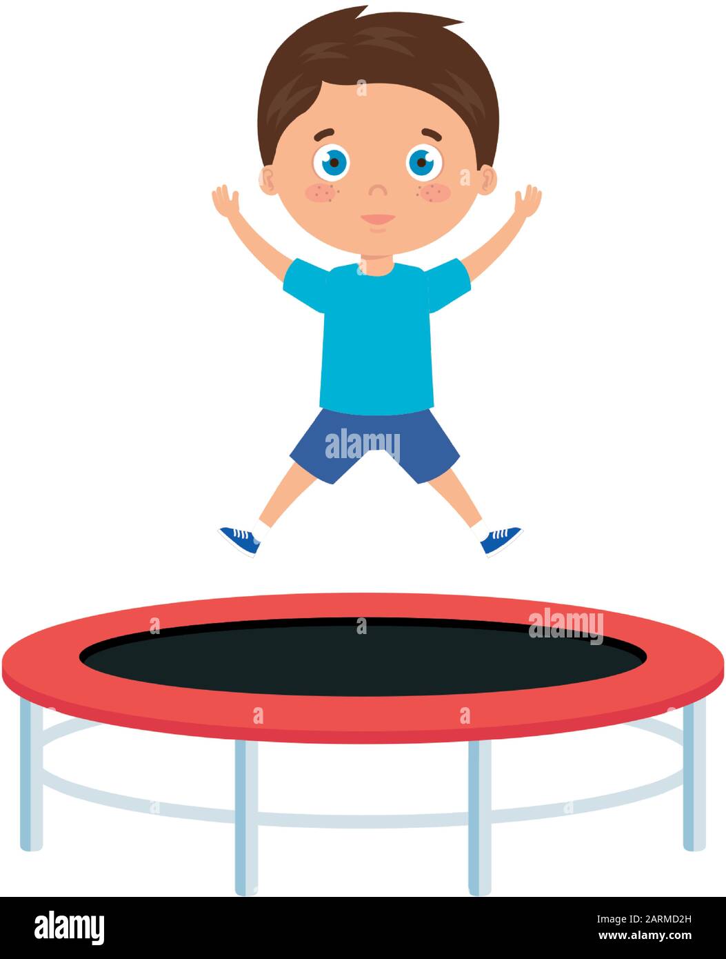 cute little boy in trampoline jump game Stock Vector Image & Art Alamy