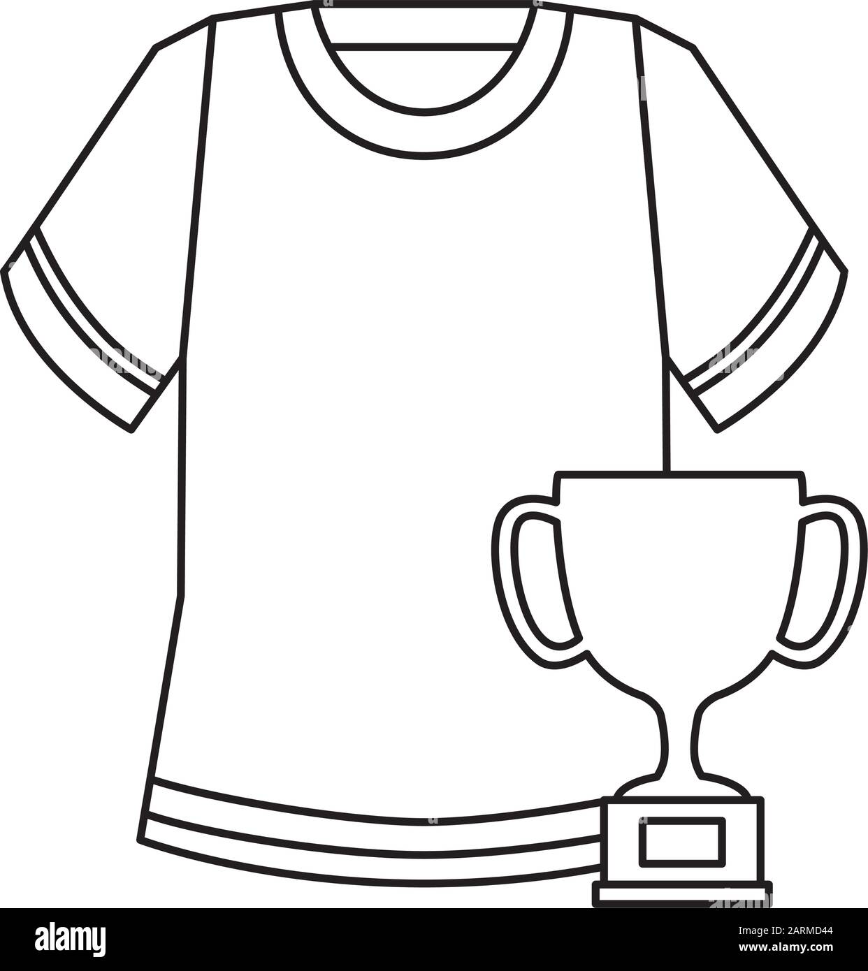 cup trophy and american football shirt Stock Vector