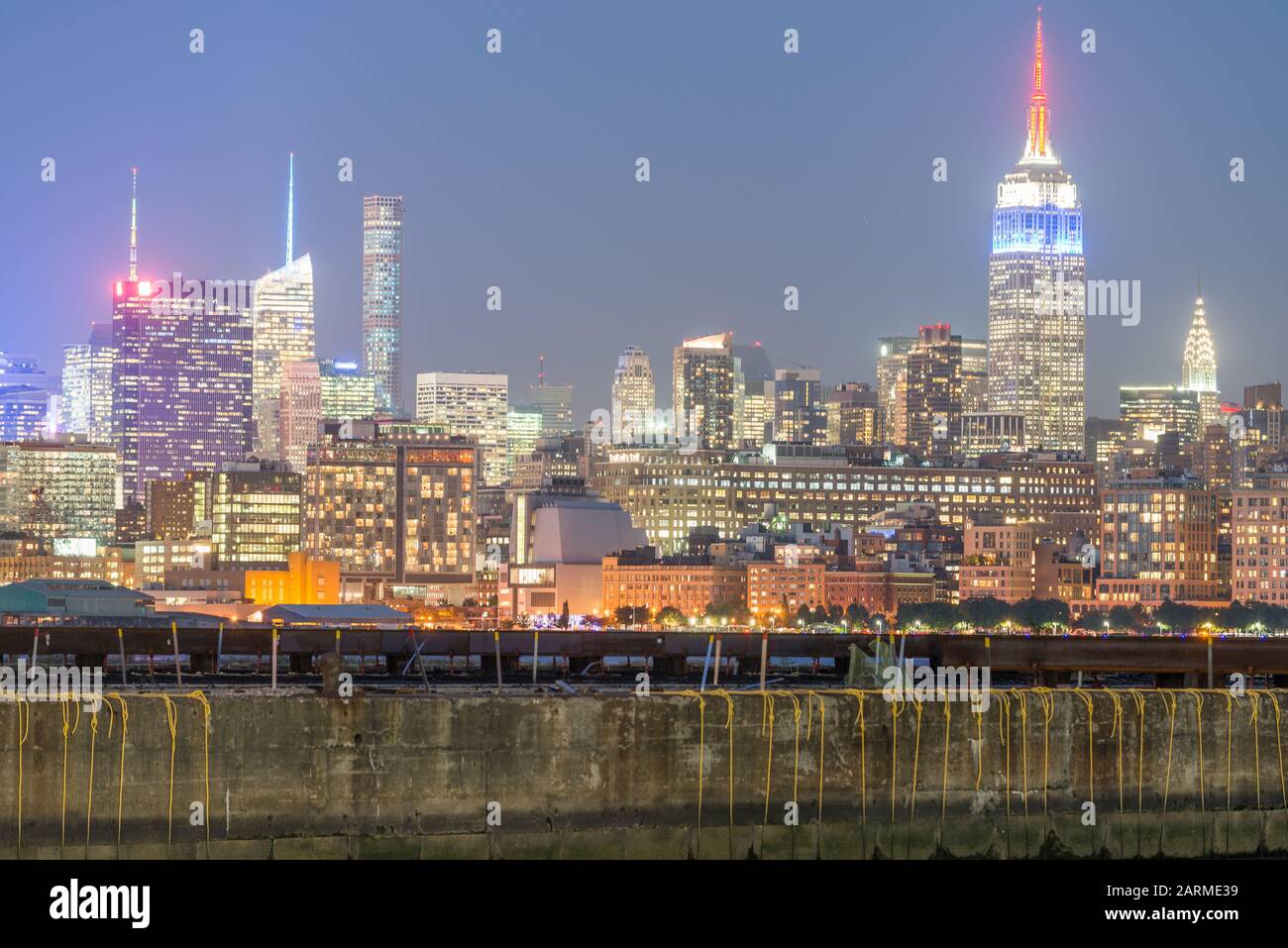 Manhattan night lights New York skyline Stock Photo Alamy