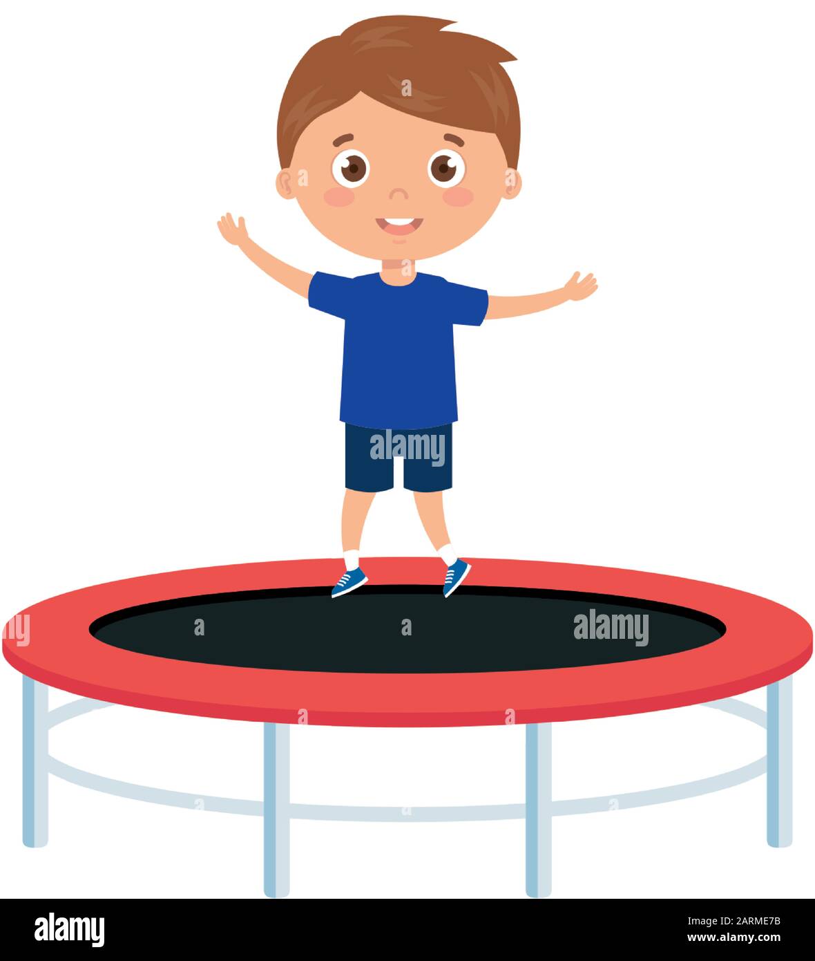cute little boy in trampoline jump game Stock Vector Image & Art - Alamy