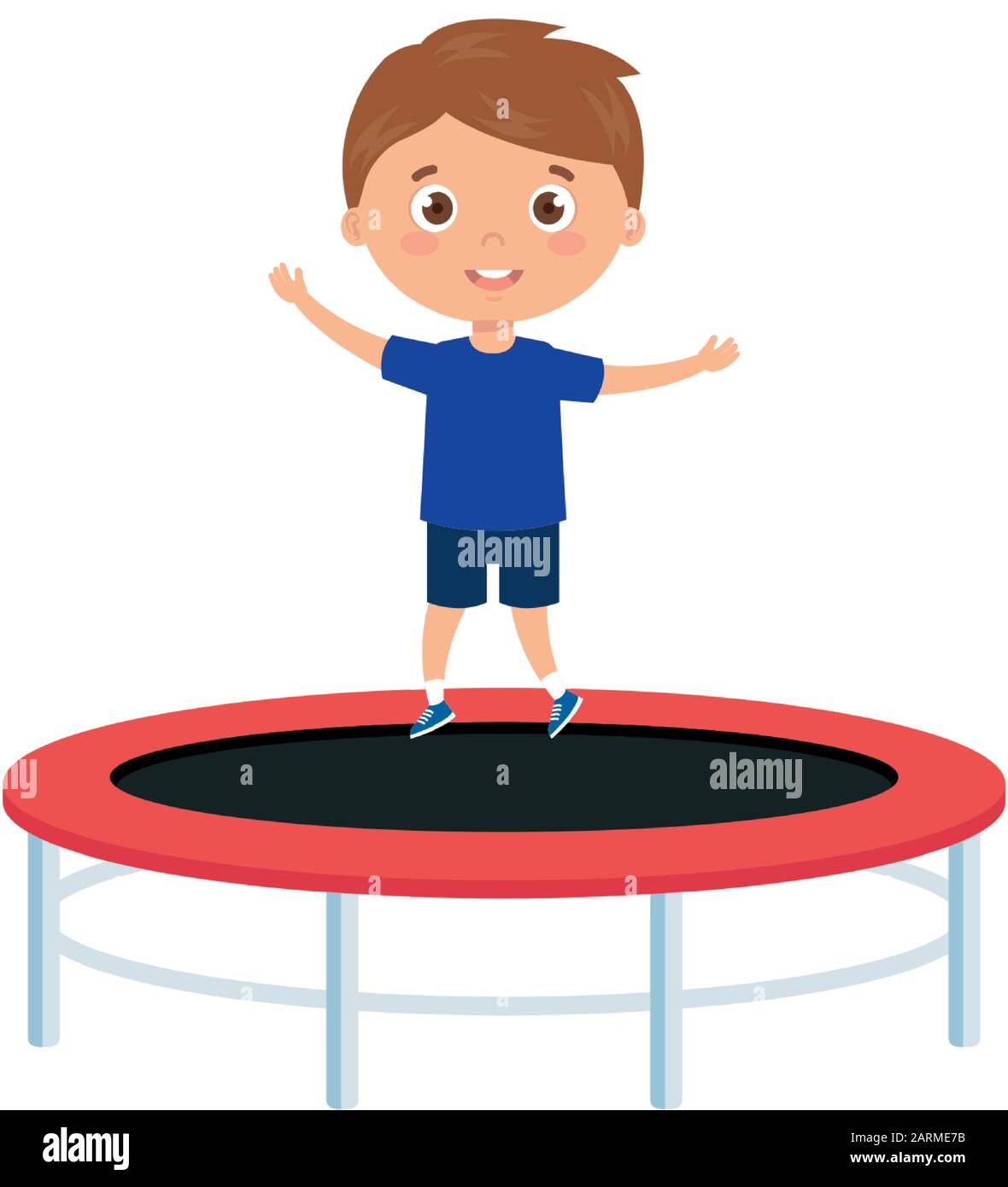 cute little boy in trampoline jump game Stock Vector Image & Art Alamy