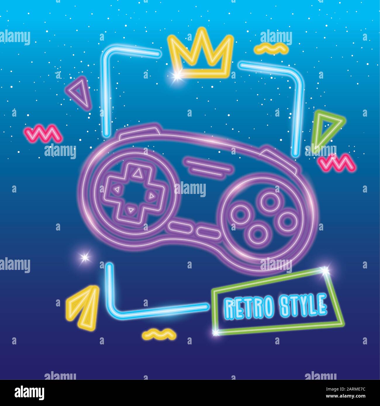 control game nineties style neon light Stock Vector Image & Art - Alamy