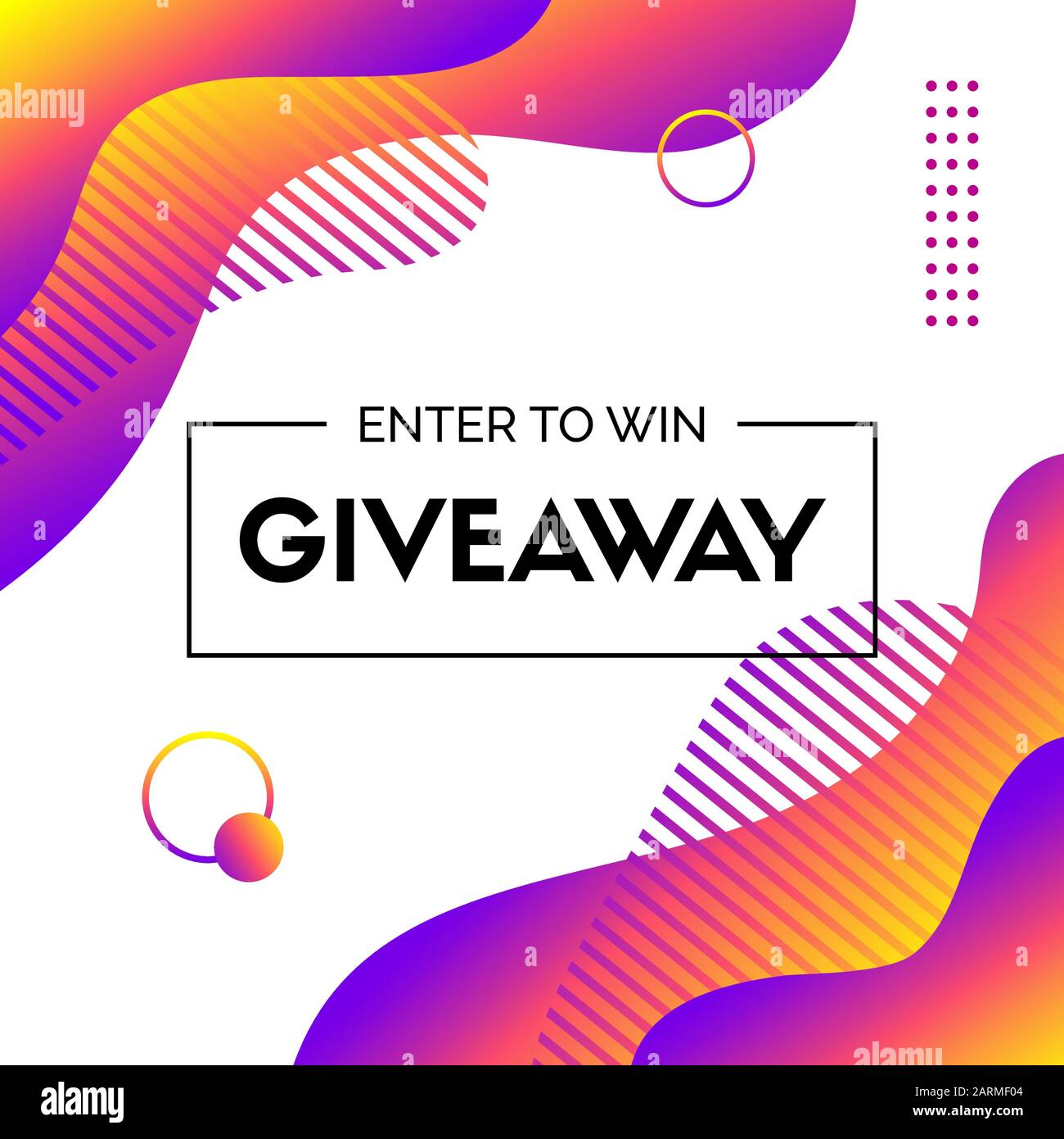 Giveaway. Enter to win. Abstract liquid vector template for social media contest. Fluid colorful trendy background Stock Vector