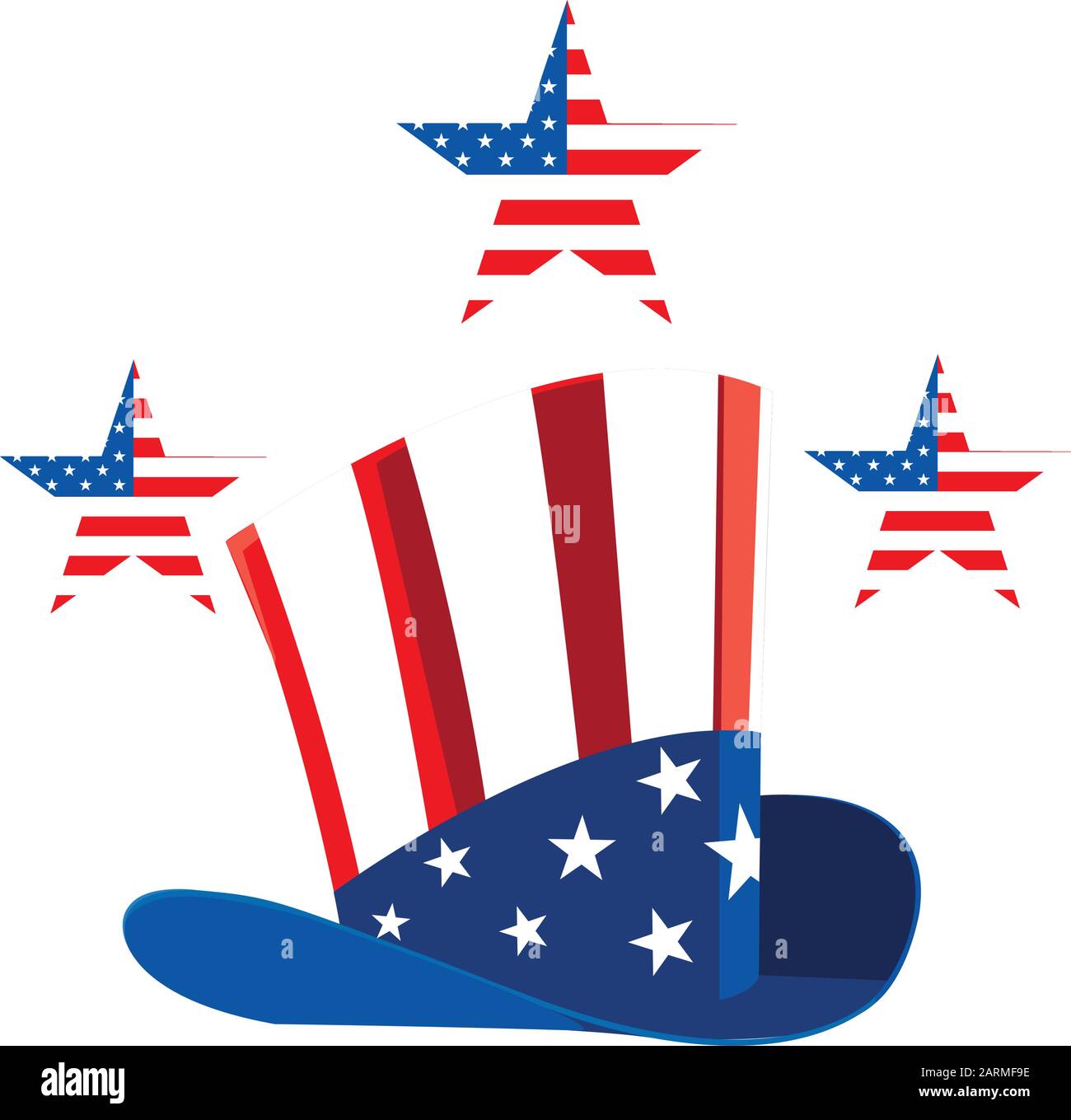 hat in american flag colors on white background vector illustration