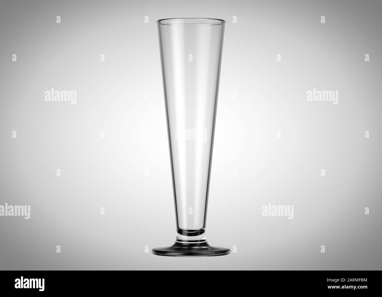 An empty pilsener shaped beer glass an isolated white studio background - 3D renders Stock Photo