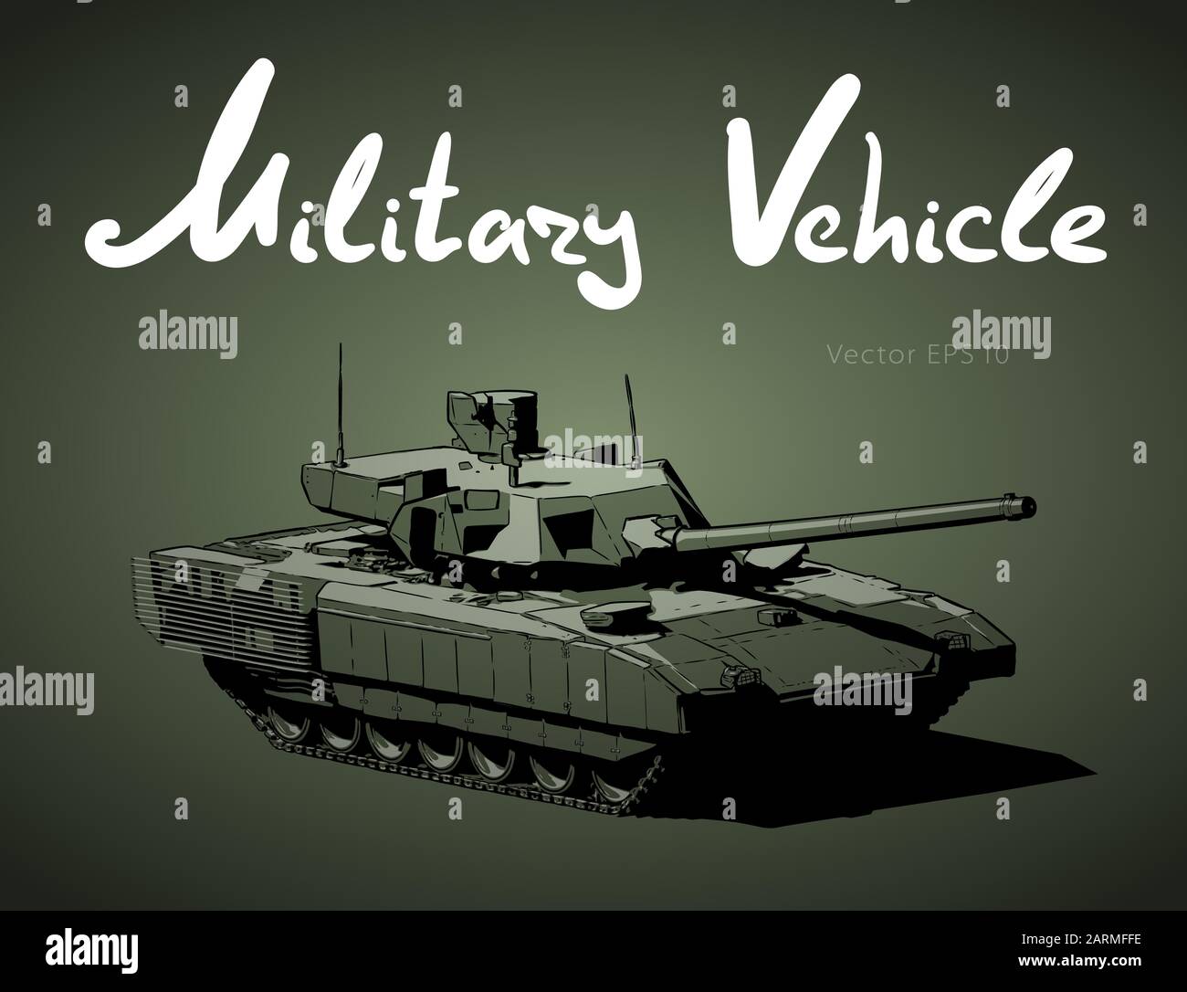 Modern russian battle tank. Military machine. Vector illustration Stock Vector