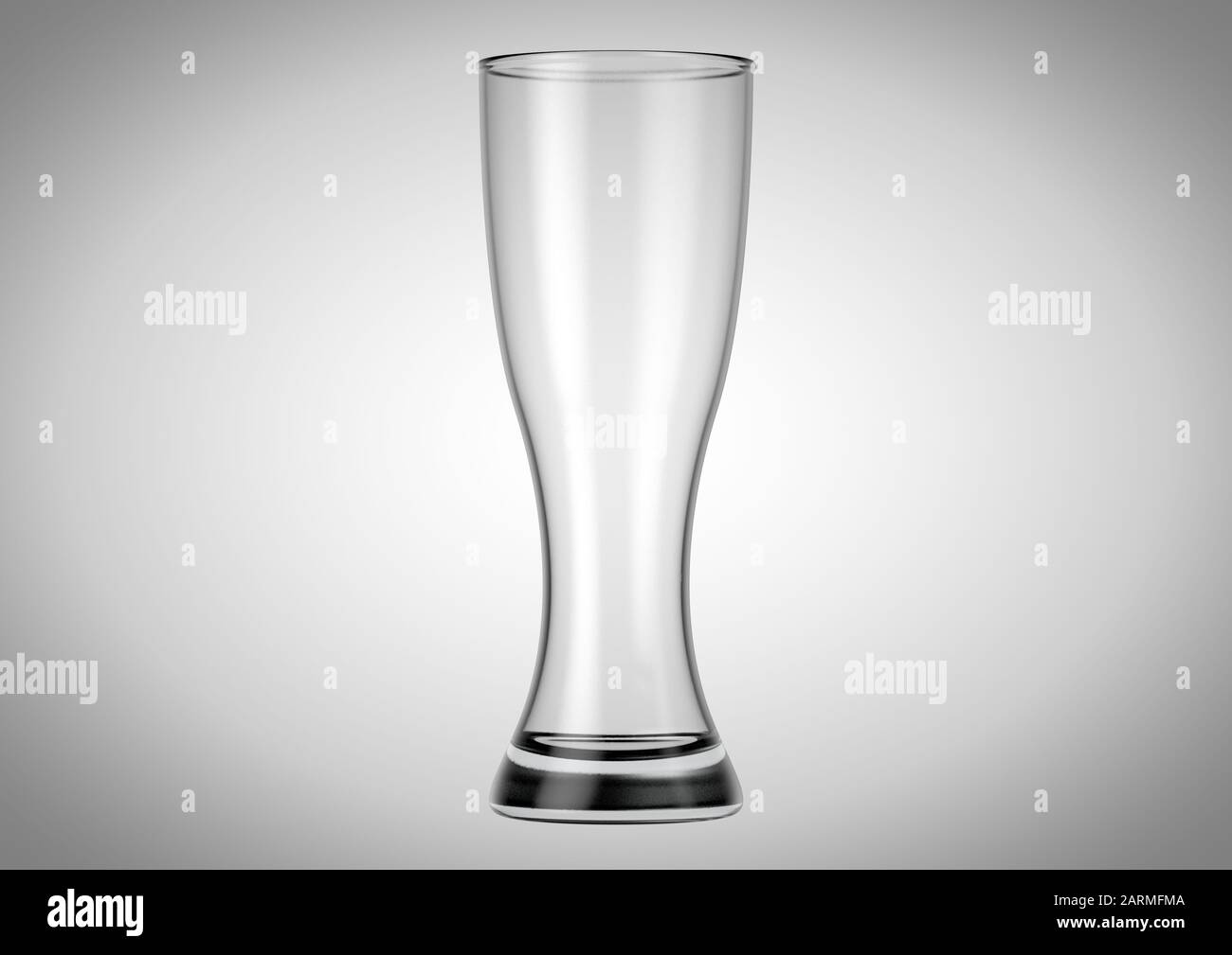 An empty weizen, shaped beer glass an isolated white studio background - 3D renders Stock Photo