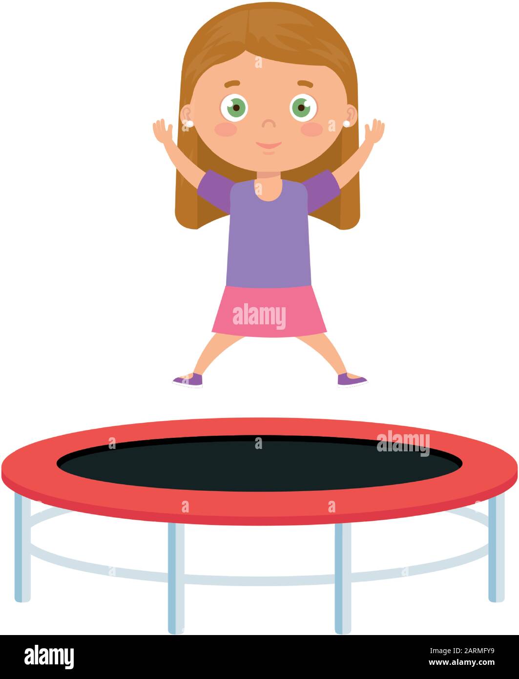 cute little girl in trampoline jump game Stock Vector Image & Art Alamy