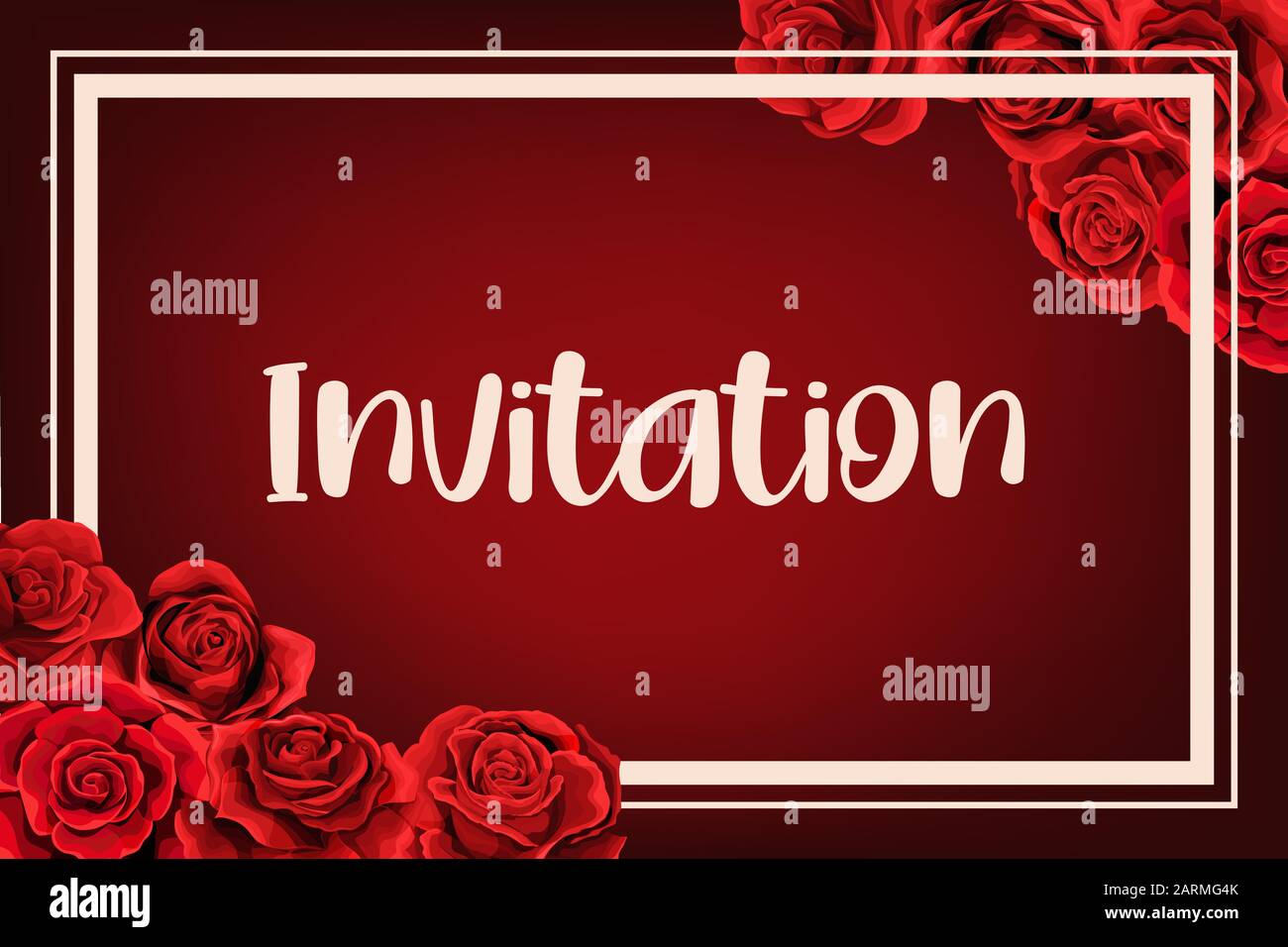 Elegant frame wedding invitation with red rose flower bouquets Stock Vector  Image \u0026 Art - Alamy, image size:1300x956