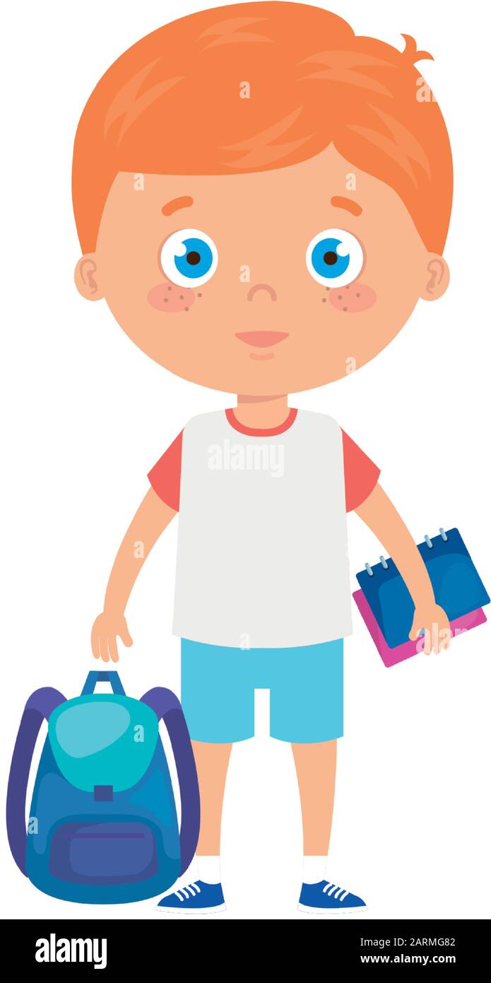 cute little boy with school bag Stock Vector Image & Art - Alamy