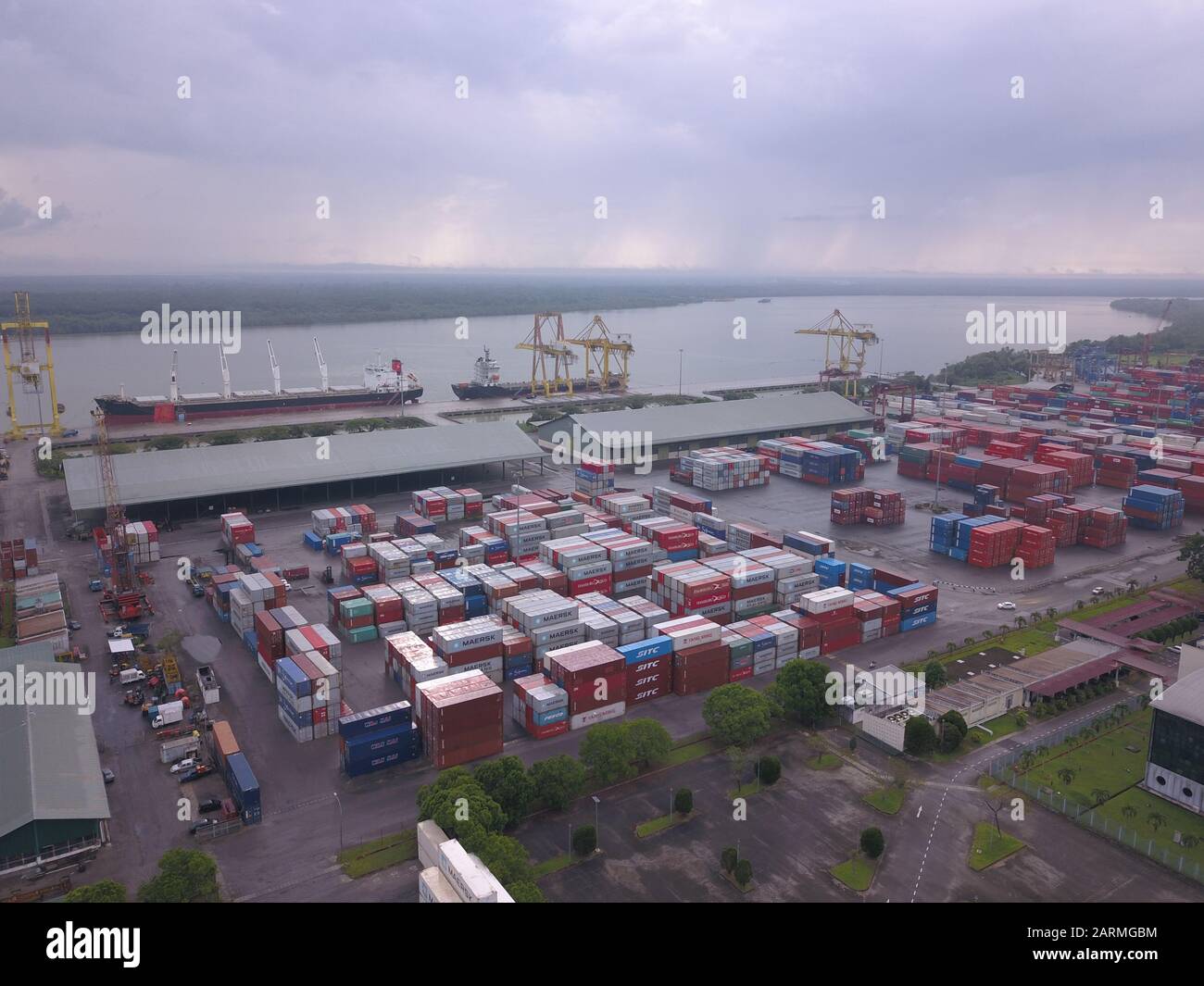 Kuching Sarawak Malaysia November 18 2019 The Senari Port Of Sejingkat Area Where All The Cargo Ships And Containers Unload In The Kuching City Stock Photo Alamy
