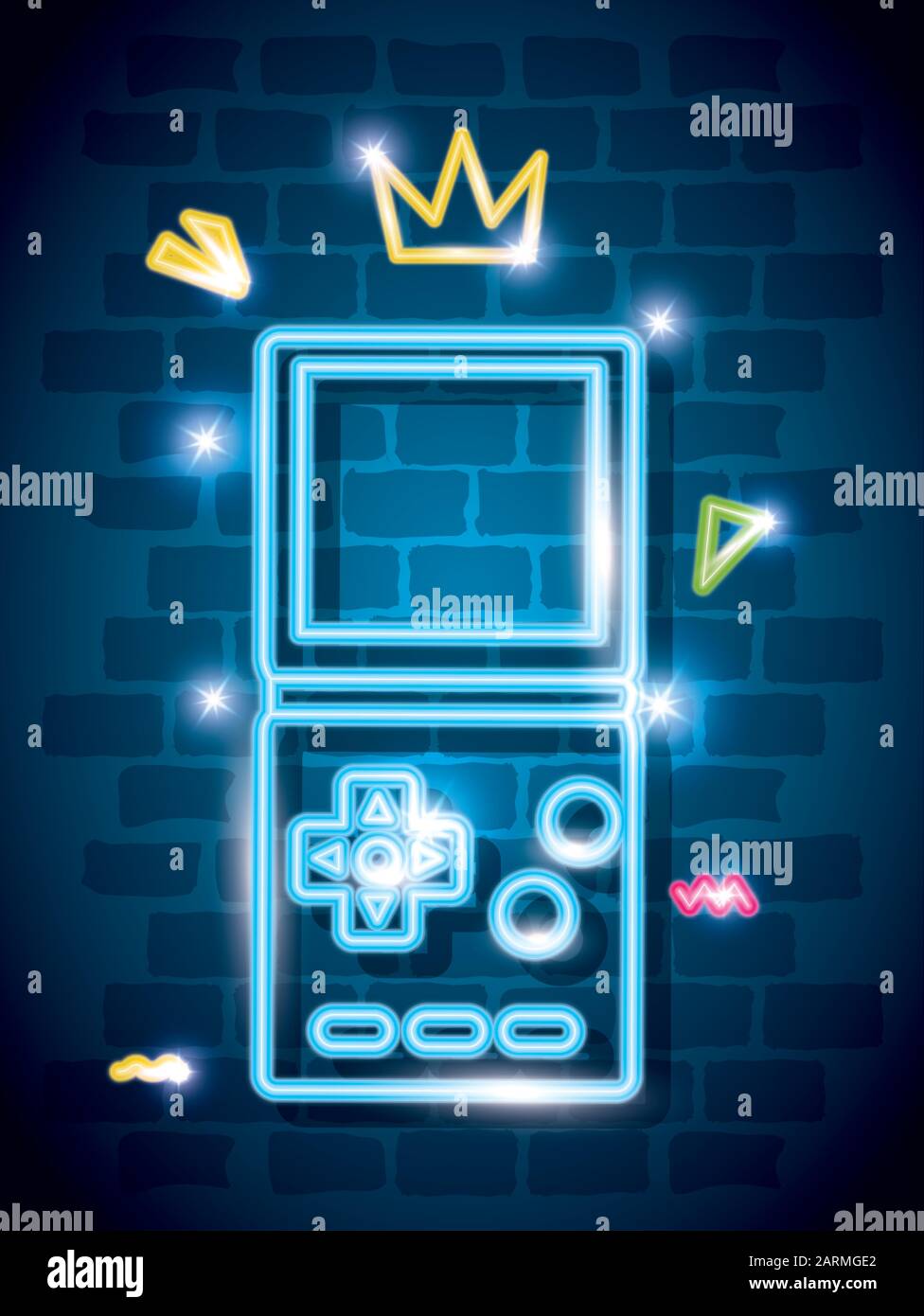 video game handle nineties style neon light Stock Vector Image & Art ...