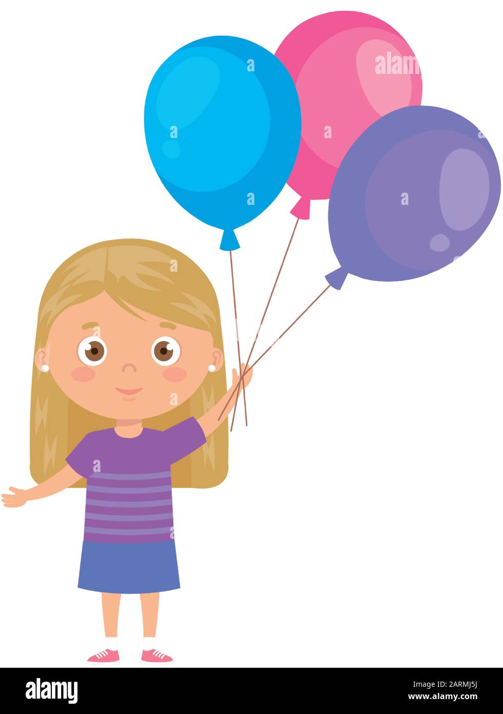 cute little girl with balloons helium Stock Vector Image & Art - Alamy