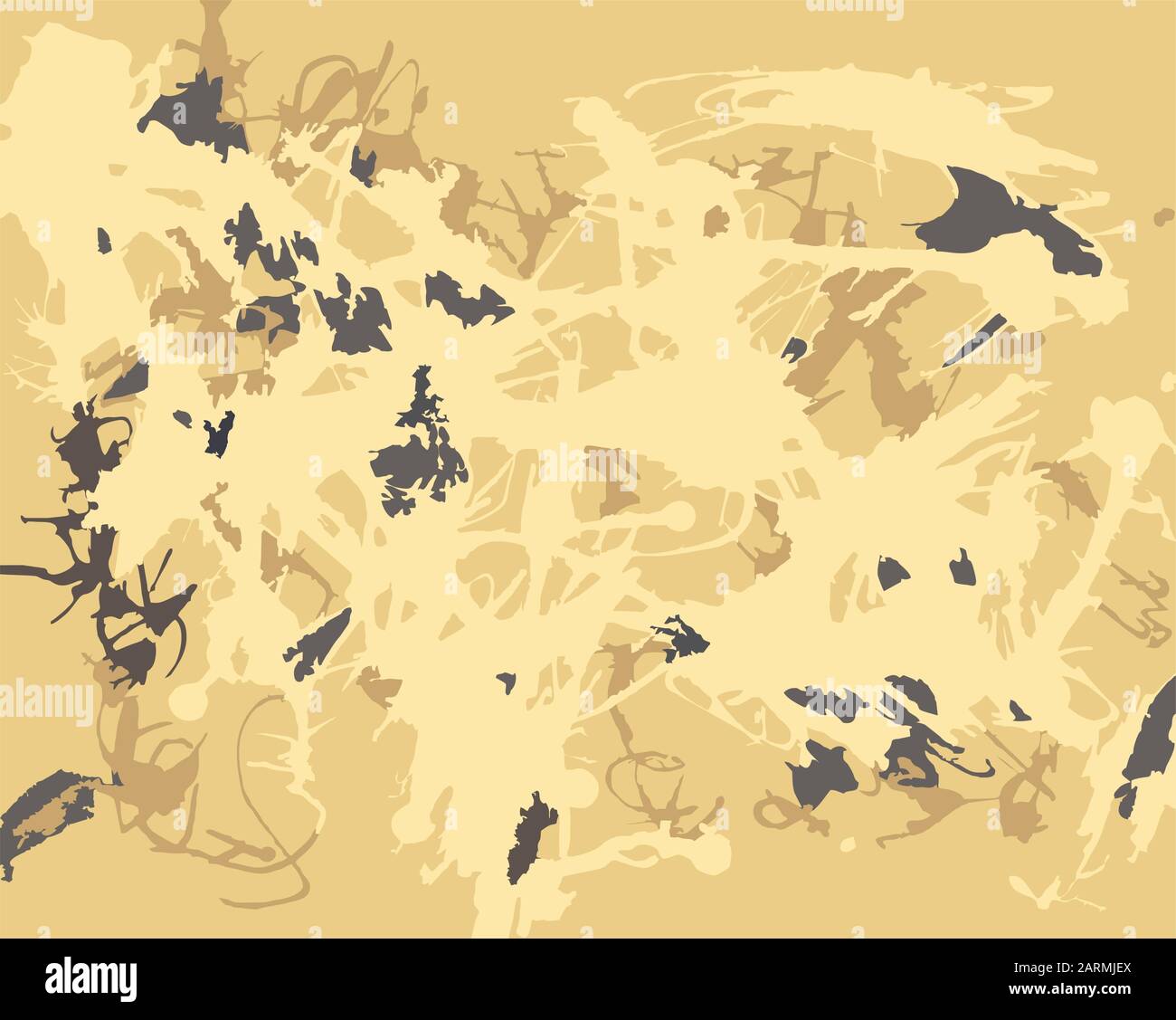 Abstract paint blots artistic background in golden colors. Hand drawn splatter vector eps8 illustration. Stock Vector