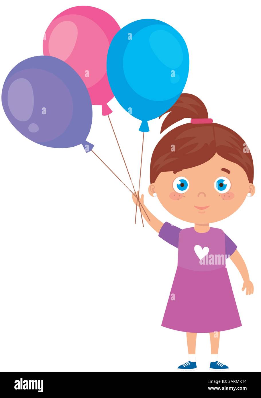 cute little girl with balloons helium Stock Vector Image & Art - Alamy
