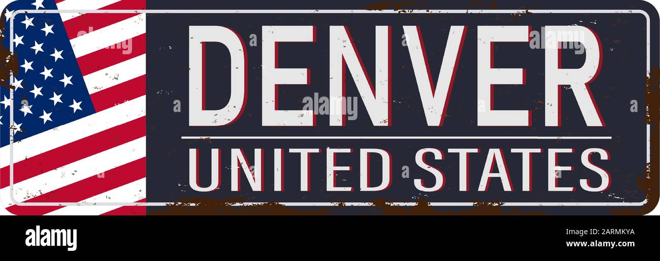 Denver vintage rusty metal sign on a white background, vector
