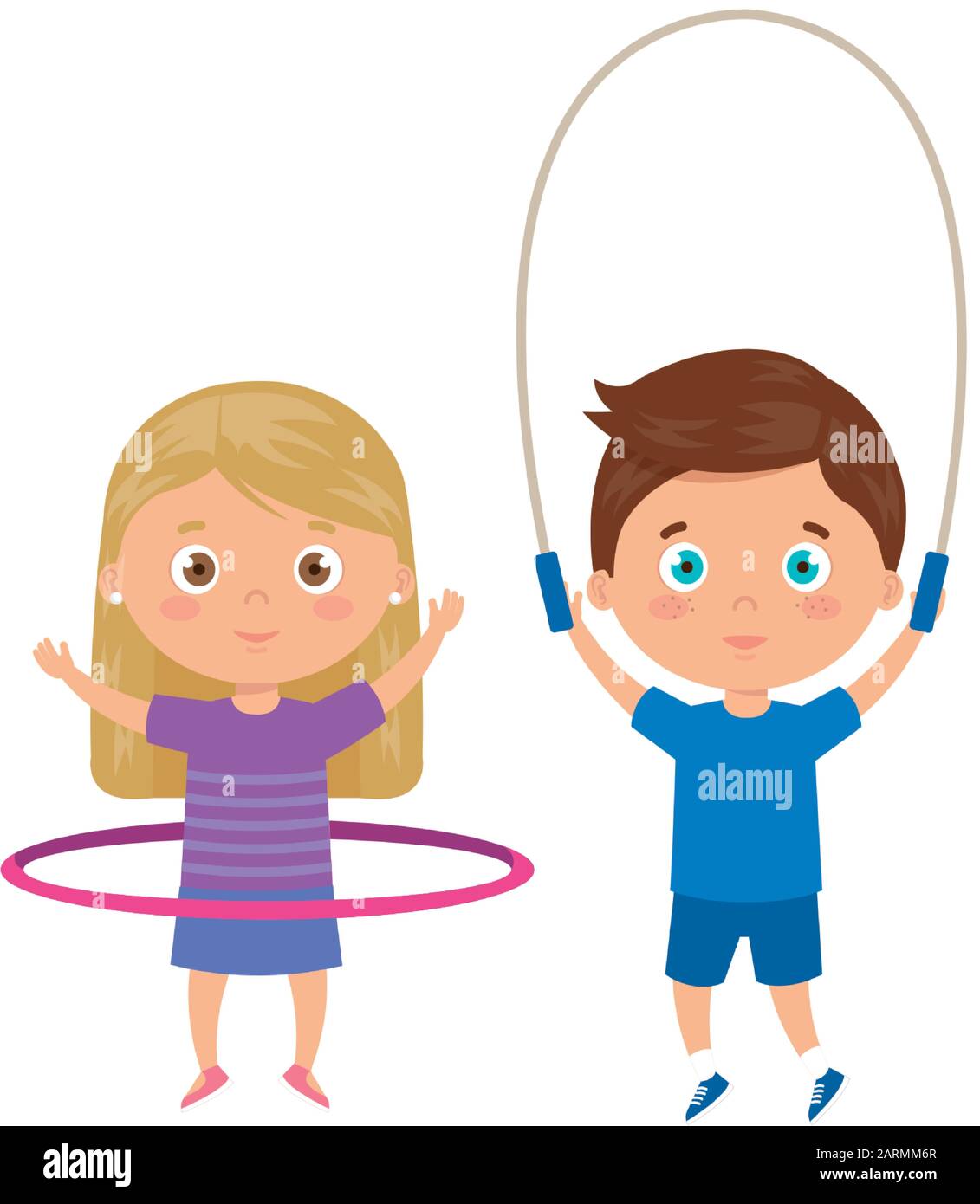 cute little children with jump rope and hula hula Stock Vector Image & Art  - Alamy