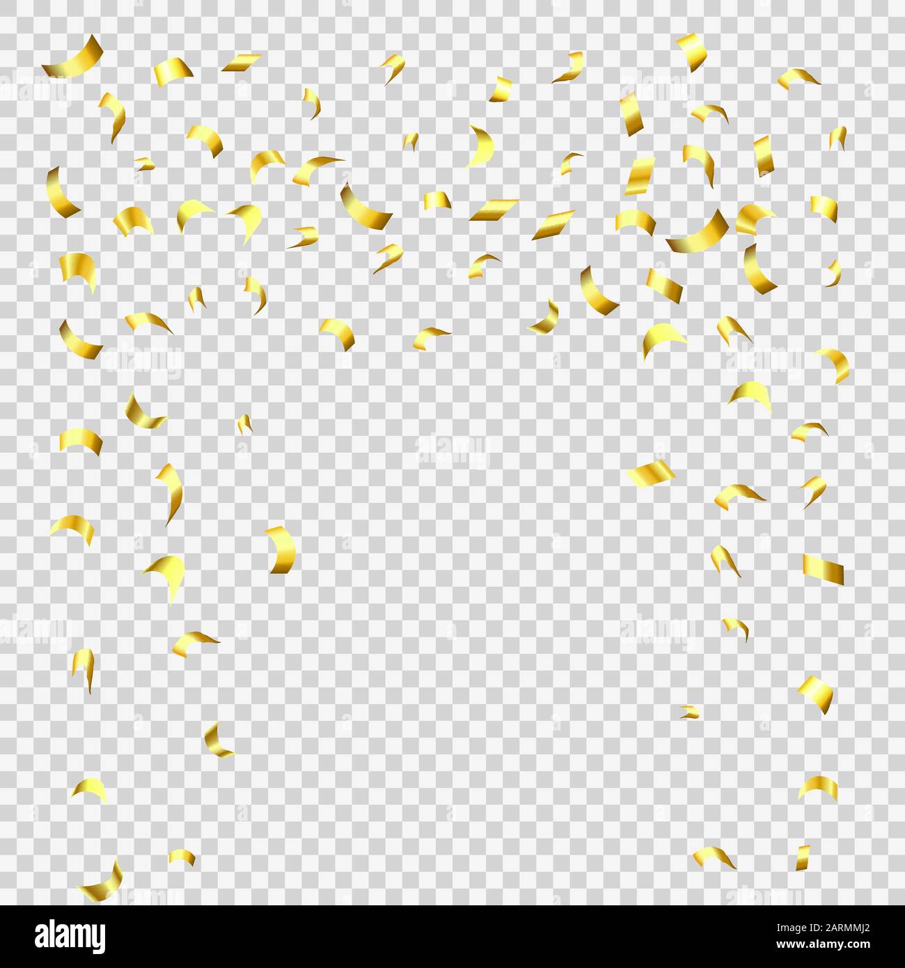 Abstract background with many falling gold tiny confetti pieces. Vector ...