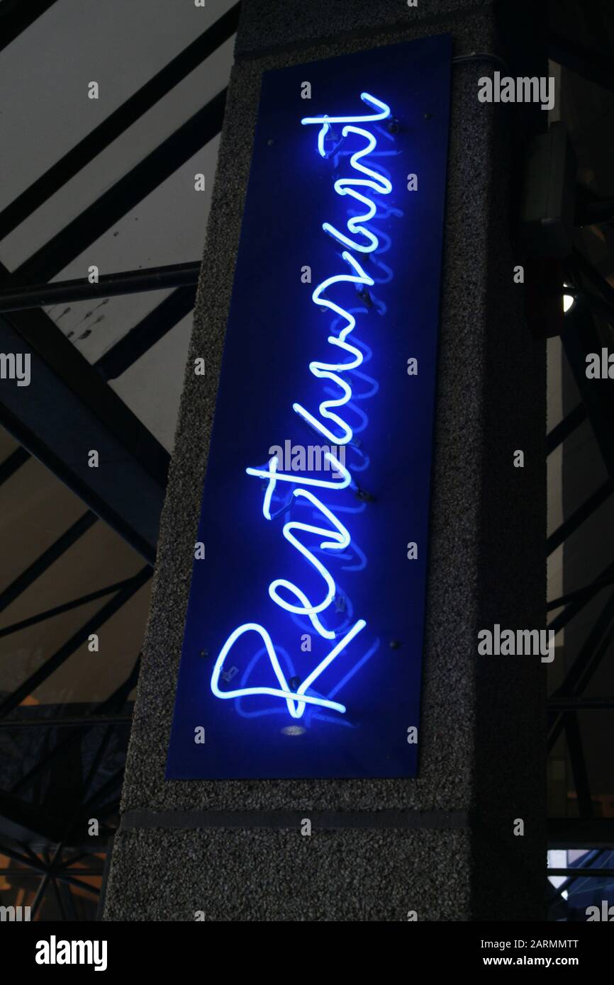 Restaurant sign at main entrance to Joburg Theatre, Braamfontein