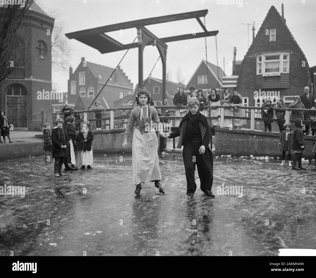 IJspret in Volendam Date: 19 December 1961 Location: Noord-Holland, Volendam Keywords: ijspret Stock Photo