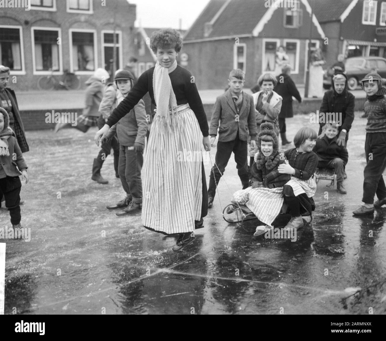 IJspret in Volendam Date: 19 December 1961 Location: Noord-Holland, Volendam Keywords: ijspret Stock Photo