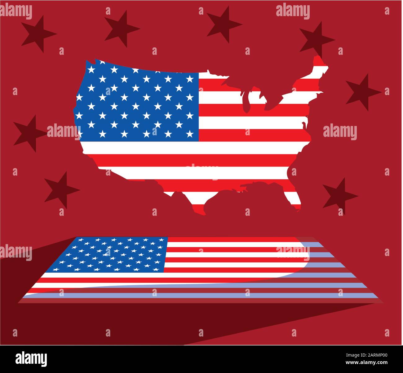 united states map with flag, president day card vector illustration