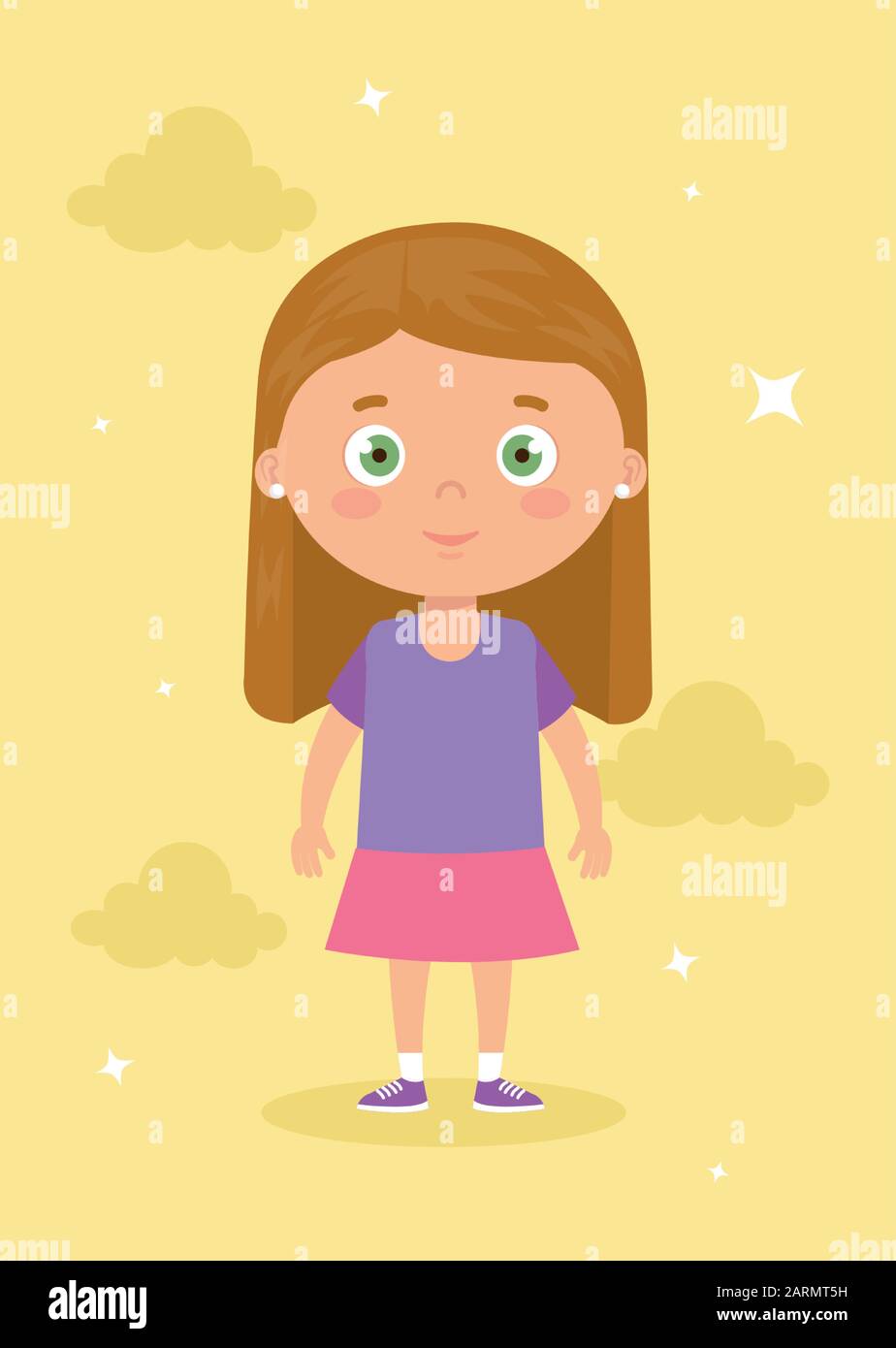 cute little girl with clouds and stars Stock Vector Image & Art - Alamy