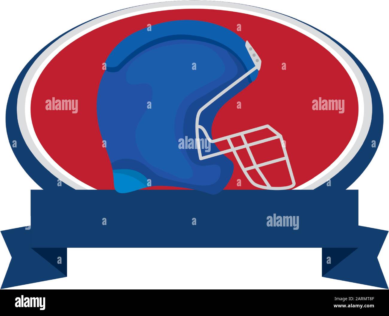 american football helmet with ribbon isolated icon Stock Vector Image ...