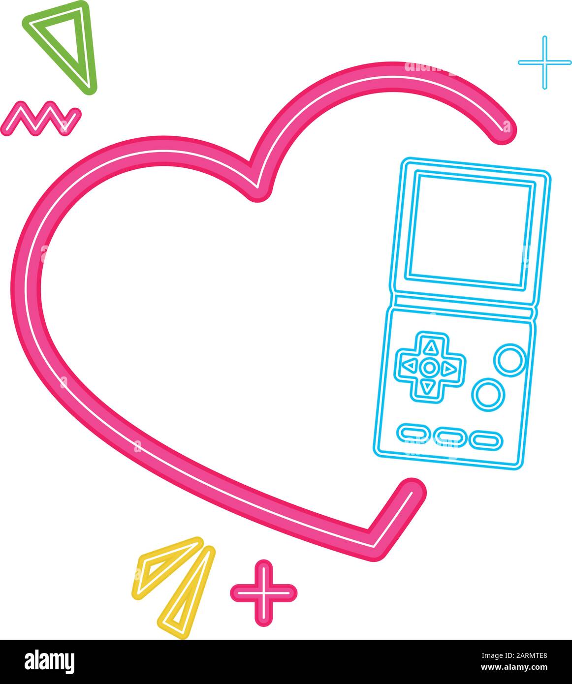 video game handle nineties style neon light Stock Vector Image & Art ...
