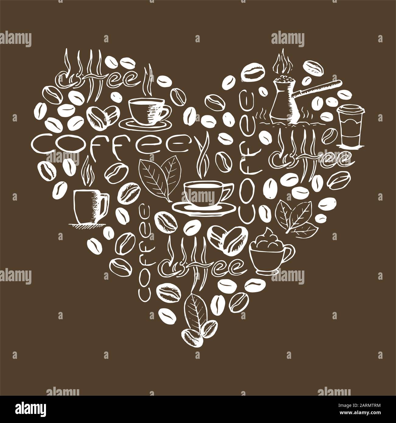 https://c8.alamy.com/comp/2ARMTRM/heart-shape-filled-by-hand-drawn-coffee-doodles-isolated-on-brown-background-coffee-cup-cezve-beans-leaves-symbols-and-lettering-sketchy-vector-e-2ARMTRM.jpg