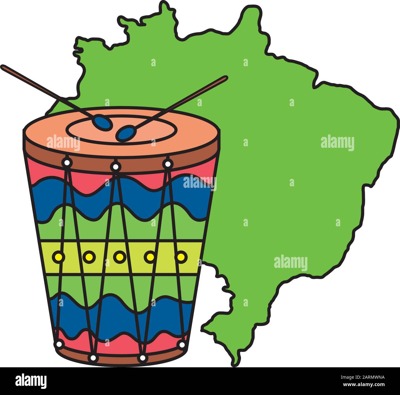 drum instrument musical with map of brazil Stock Vector Image & Art - Alamy