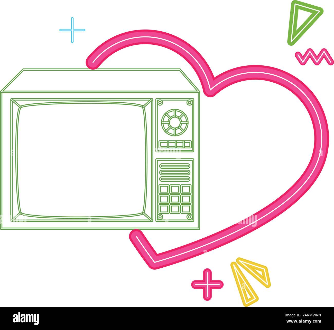 tv nineties retro style neon light isolated icon Stock Vector Image ...