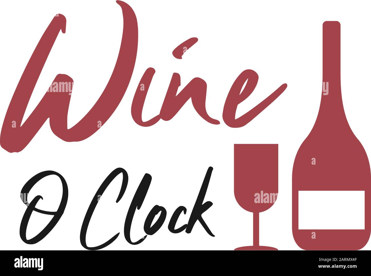 Wine quote lettering typography. Wine o clock Stock Vector Image & Art