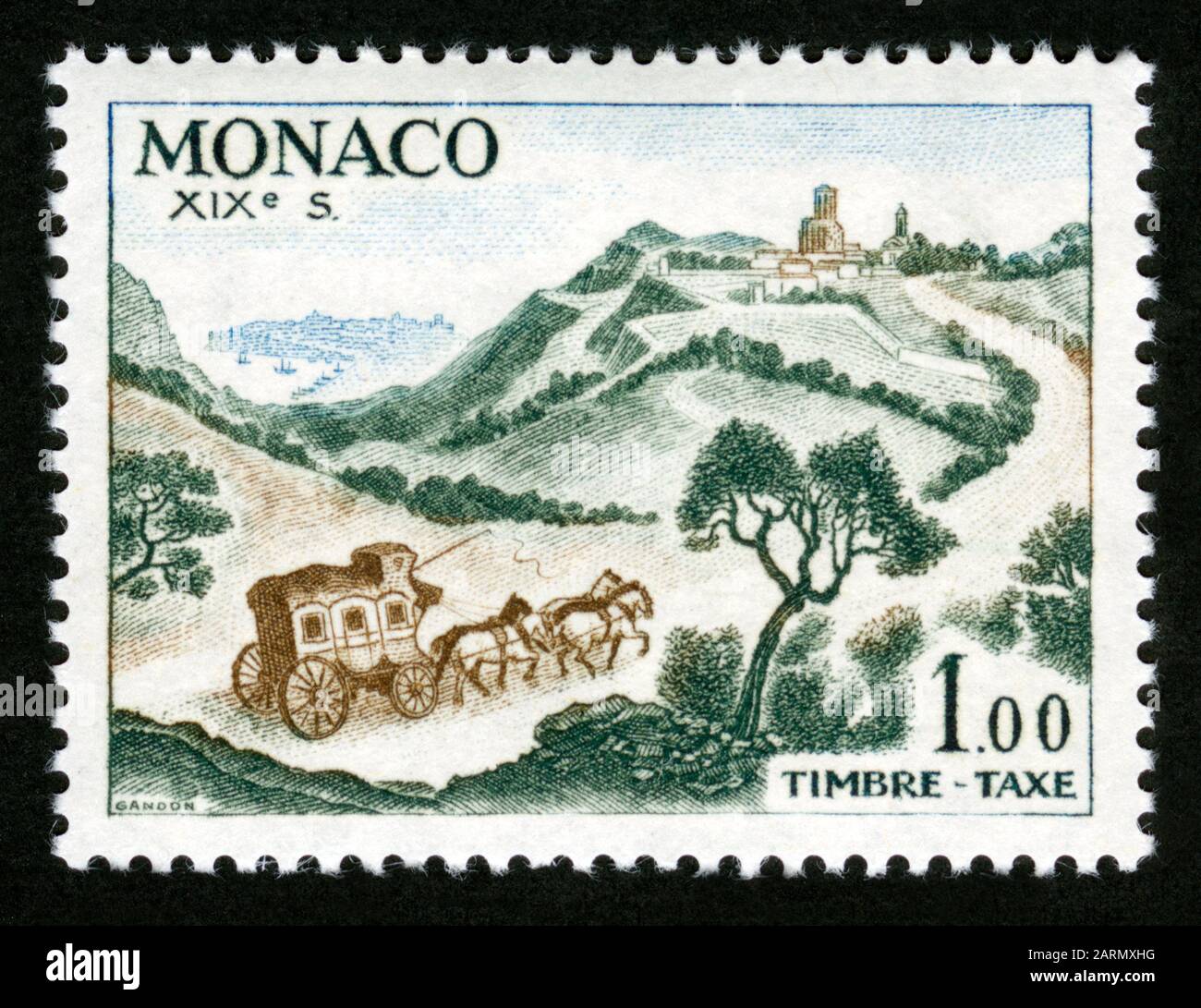 Stamp print in Monaco,Timbre Taxe Stock Photo