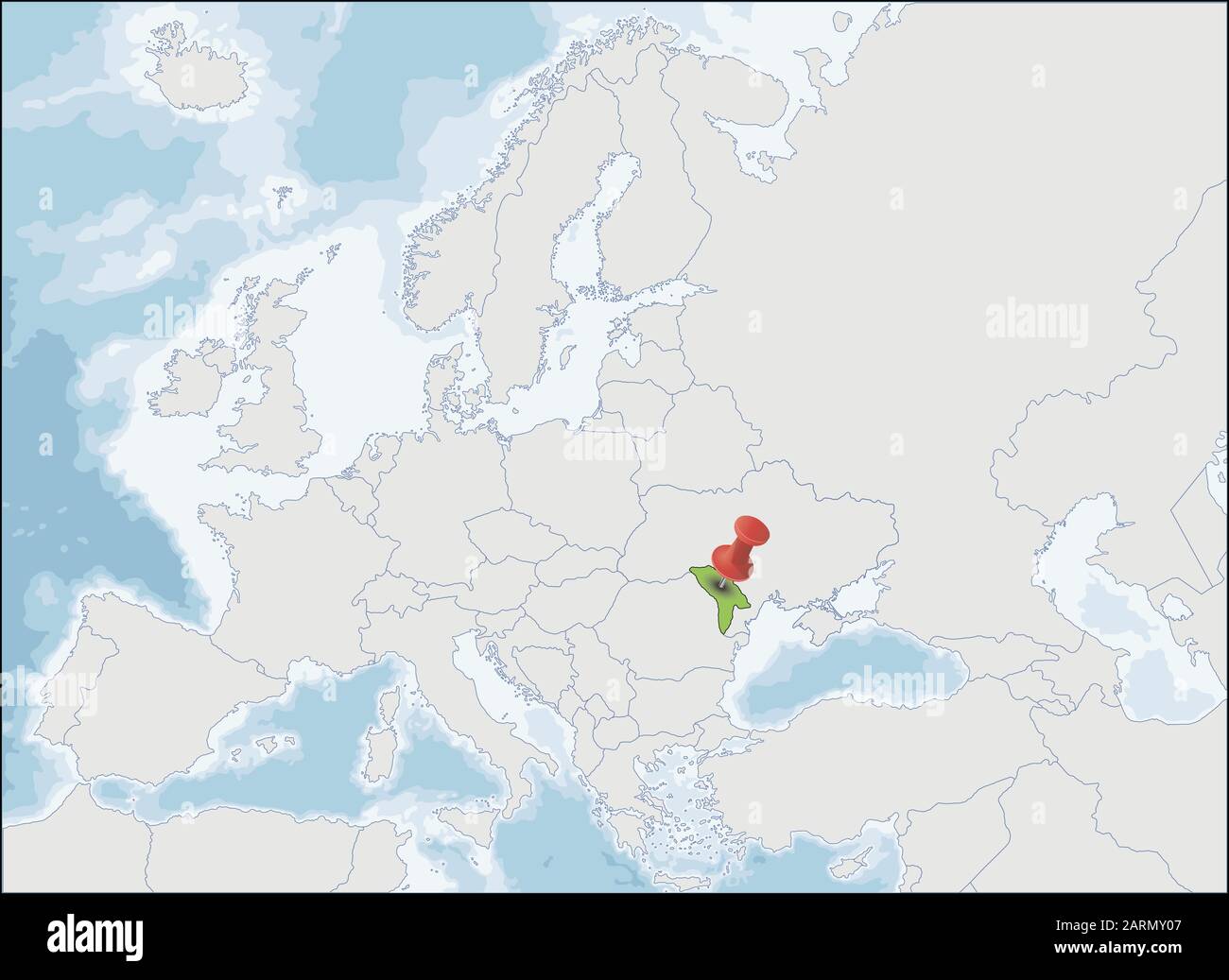 Republic of Moldova location on Europe map Stock Vector