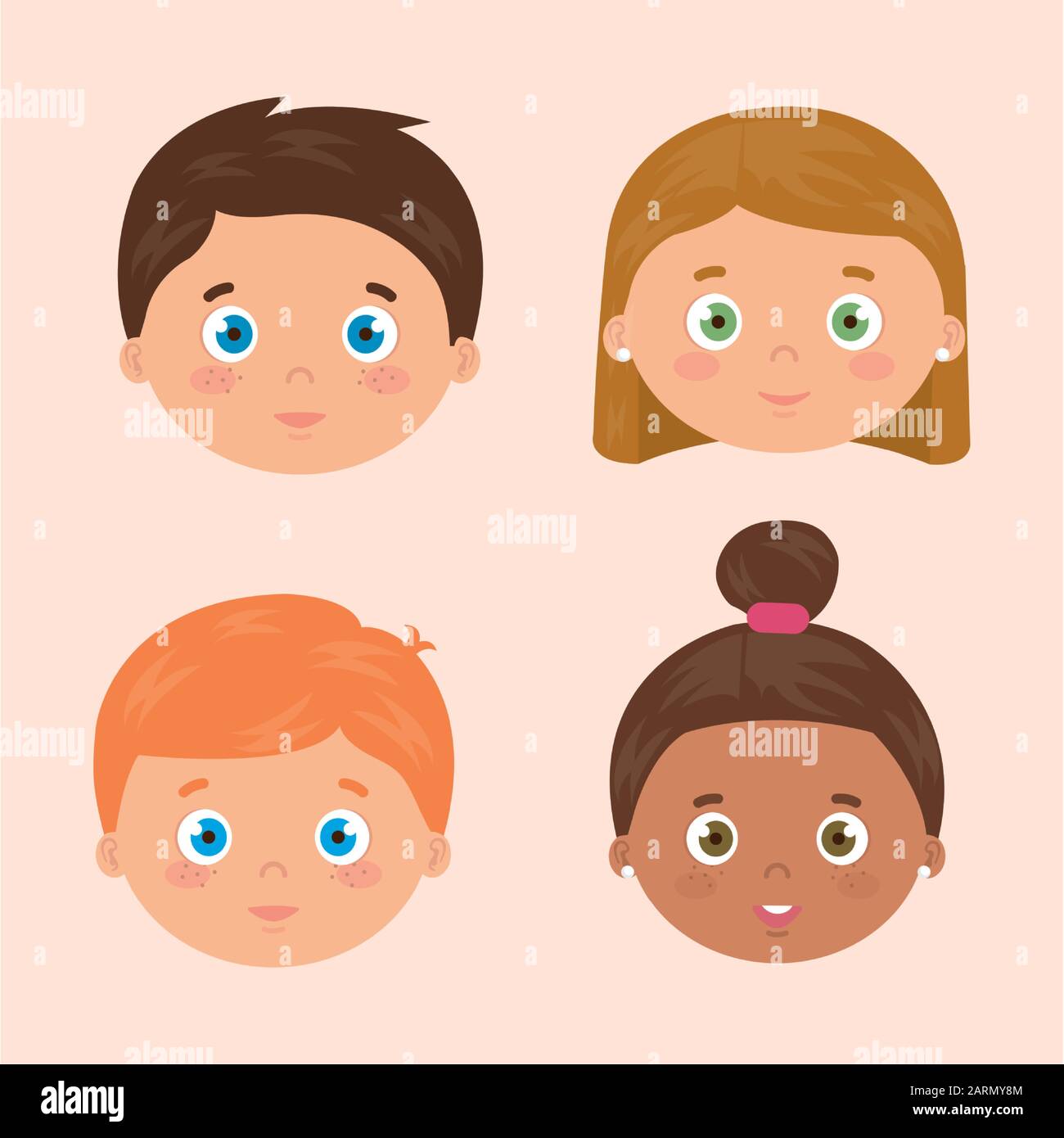 group of faces little children avatar characters Stock Vector Image ...