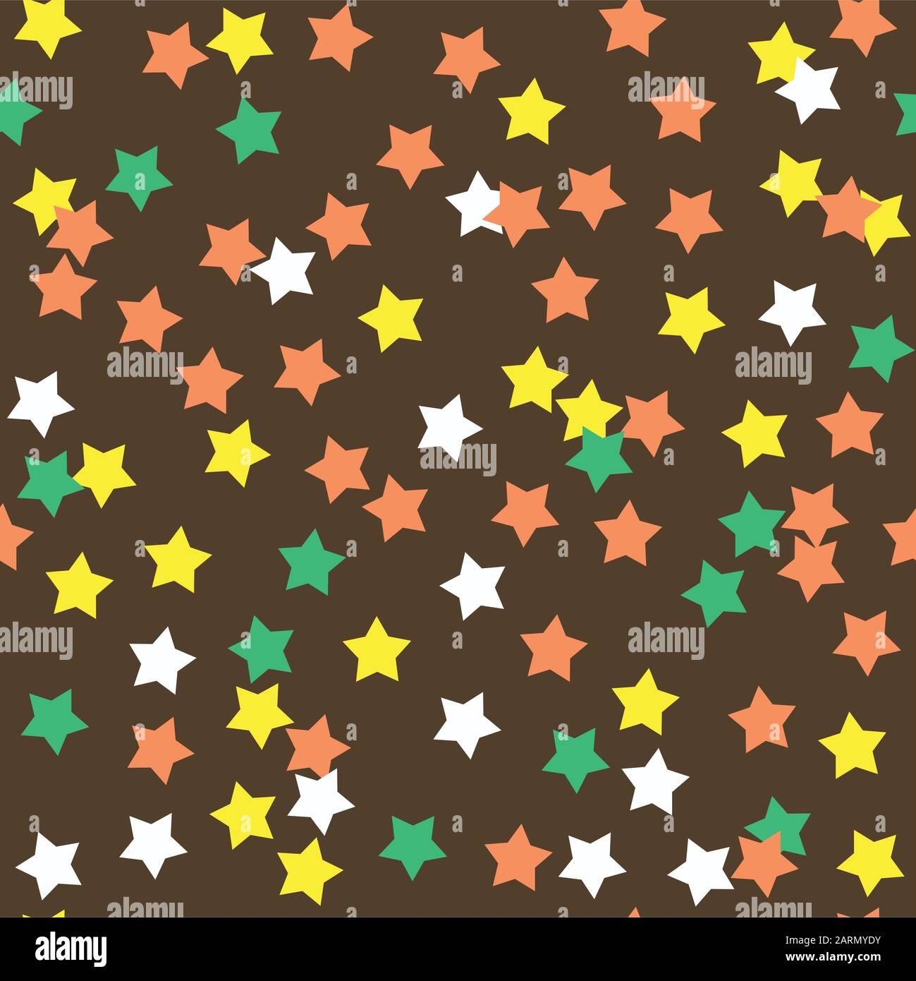 Donut glaze seamless pattern. Cream texture with sprinkle topping of colorful stars on chocolate background. Food bakery decoration. Vector eps8 illus Stock Vector