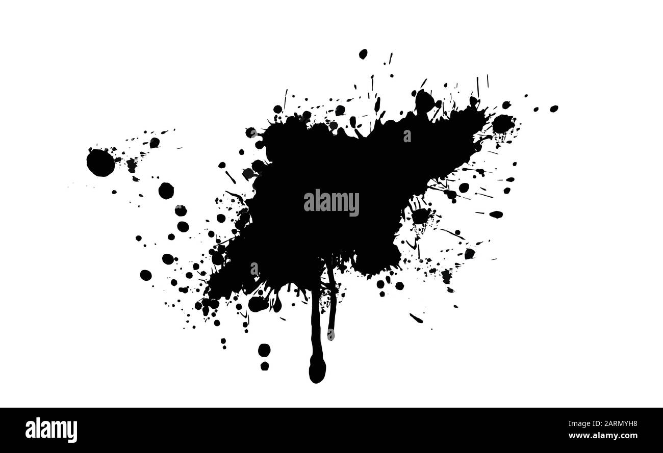 Black ink splash or drop. Ink splatter on white background, vector ...