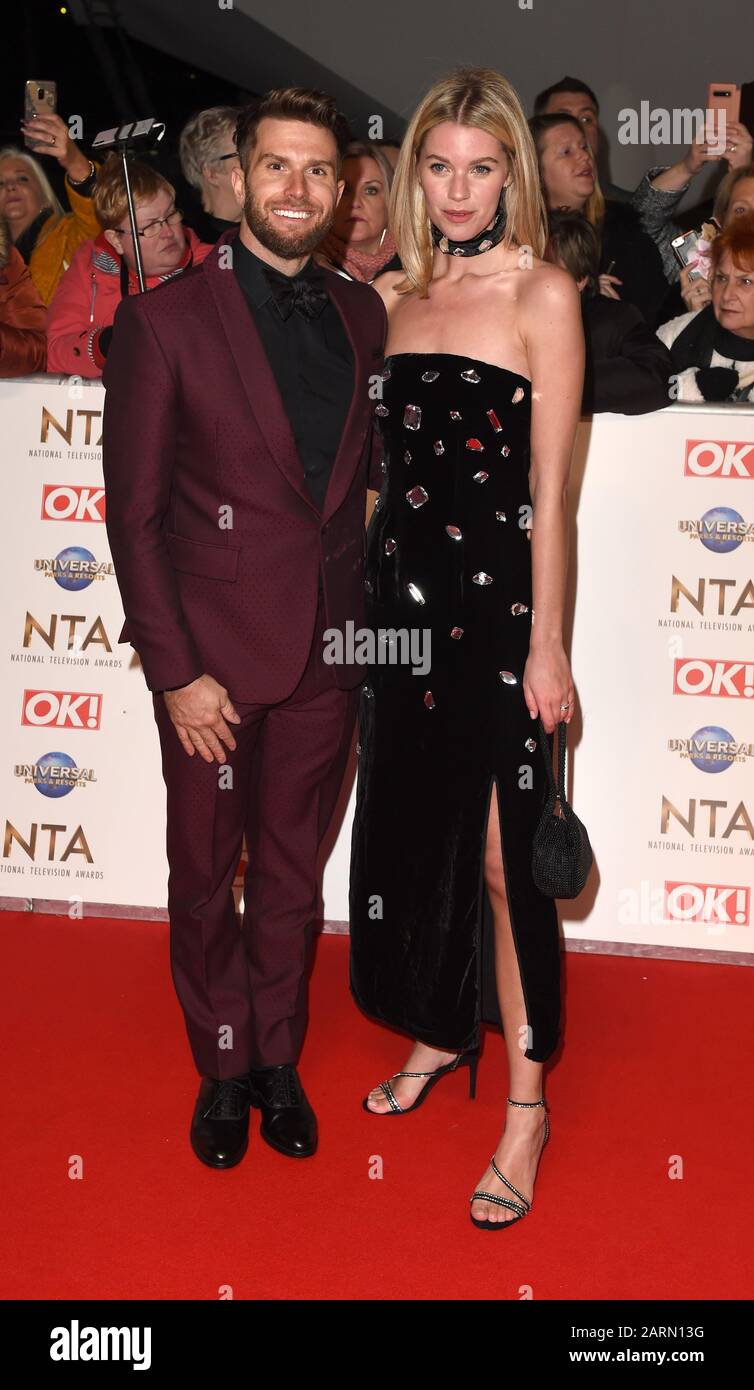 Photo Must Be Credited ©Alpha Press 079965 28/01/2020 Joel Dommett and Wife Hannah Cooper National Television TV NTA Awards 2020 At The O2 Arena In London Stock Photo
