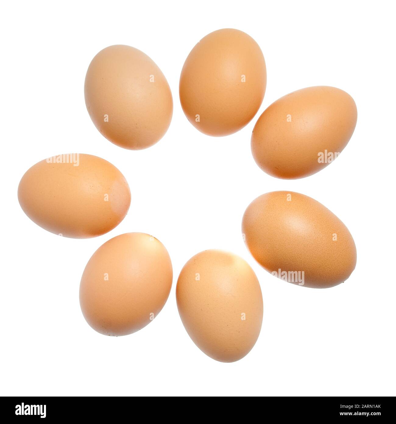 7 eggs on a white backgrounds Stock Photo