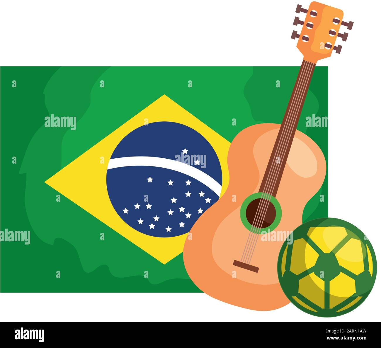 guitar and ball soccer with flag brazil isolated icon Stock Vector ...