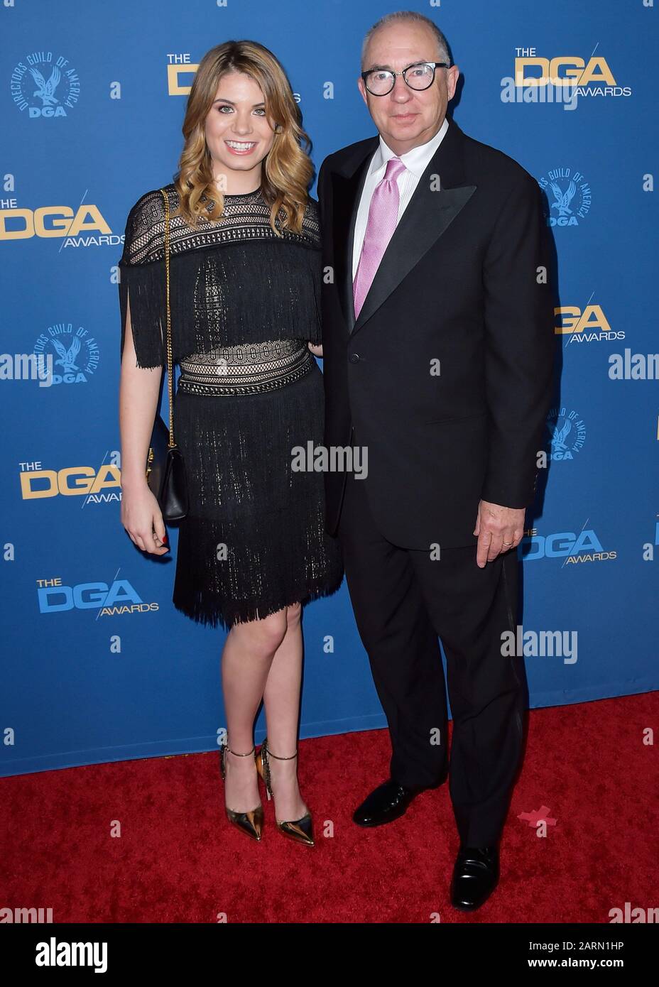 LOS ANGELES, CALIFORNIA, USA - JANUARY 25: Chloe Sonnenfeld and Barry Sonnenfeld arrive at the 72nd Annual Directors Guild Of America Awards held at The Ritz-Carlton Hotel at L.A. Live on January 25, 2020 in Los Angeles, California, United States. (Photo by Image Press Agency) Stock Photo