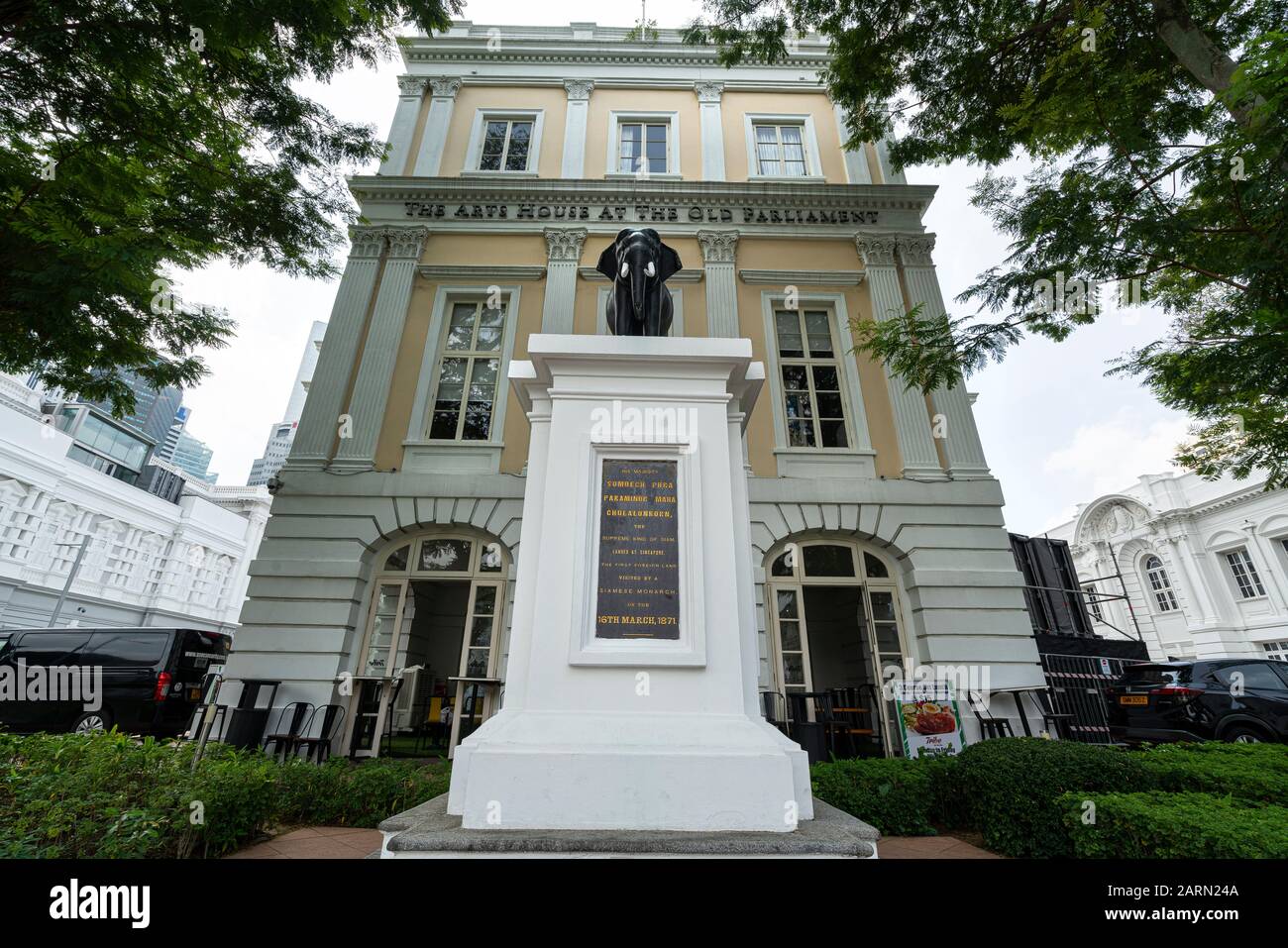 Singapore.  January 2020. the statue in front of  The Art House at the Old Parliament Stock Photo