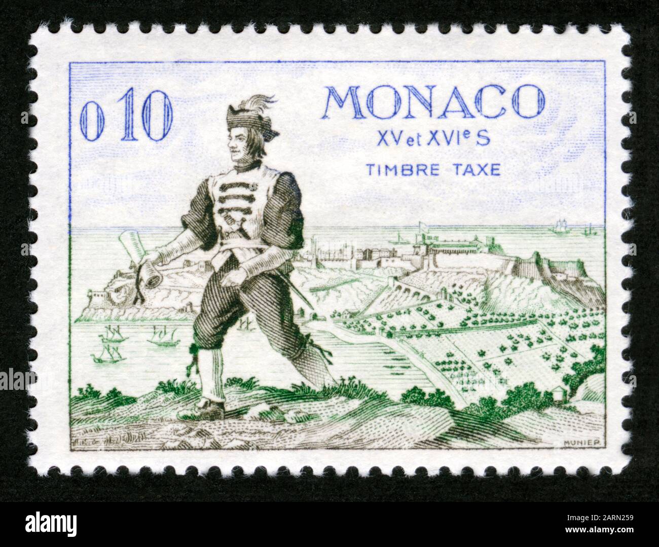 Stamp print in Monaco,Timbre Taxe Stock Photo