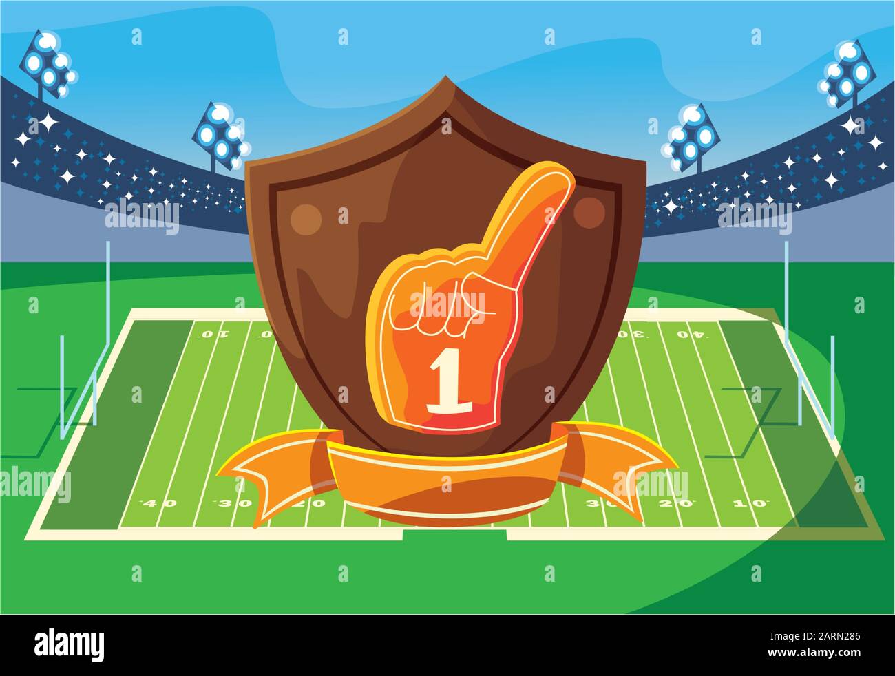 hand glove with number 1 fan, yellow foam finger vector illustration