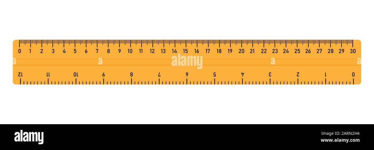 Rulers. White plastic ruler showing 0-4 c m on one edge and 26-30 on other  edge. ) and 30 in red, other numbers in black. Fills frame Stock Photo -  Alamy